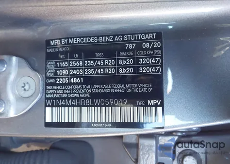 2020 Mercedes-Benz Glb 250 4Matic z USA, uszkodzony, nr VIN W1N4M4HB8LW059049